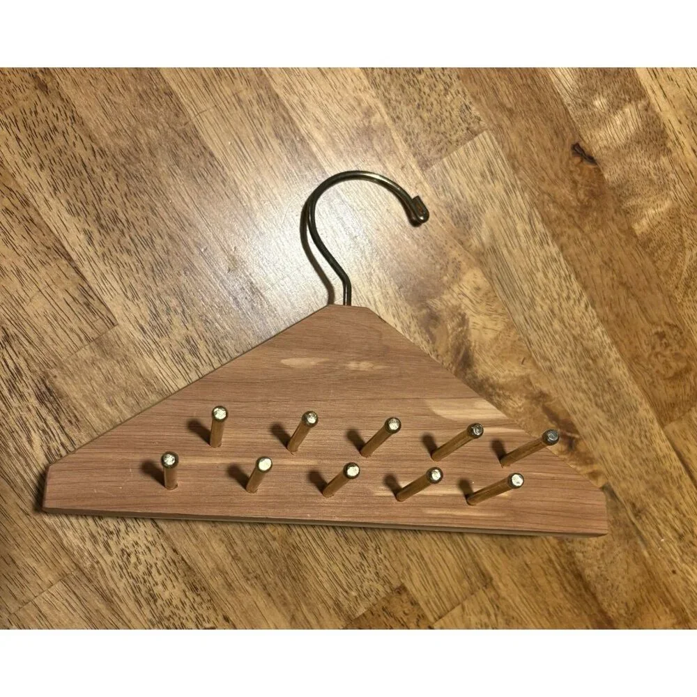 WOODLORE Wooden Cedar Tie‎ And Belt Hanger Closet Organizer - Brass Hooks & Pegs